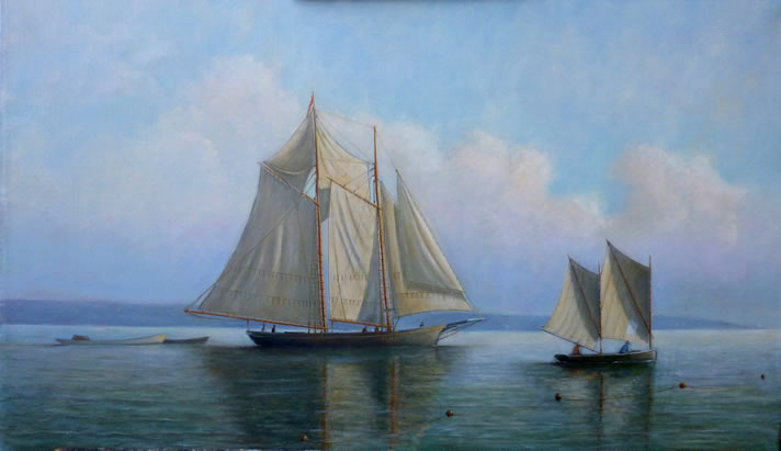 Two Schooners Becalmed